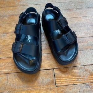 Birkenstock Black Platform Sandals